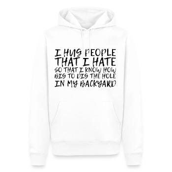 Je serre dans mes bras des gens que je déteste 1 - Sweat à capuche Premium bio Homme - blanc - Devant - Nico (187cm)