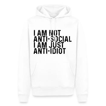 Je ne suis pas antisocial, je suis juste anti-idiot - Sweat à capuche Premium bio Homme - blanc - Devant - Nico (187cm)