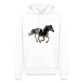 Cheval galops - Sweat à capuche Premium bio Homme - blanc - Devant - Nico (187cm)
