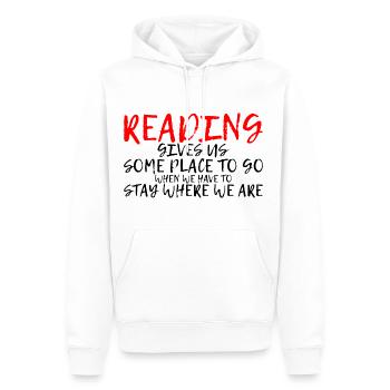 Reading Gives Us Some Place To Go 3 - Men’s Premium Organic Hoodie - white - Front - Nico (187cm)