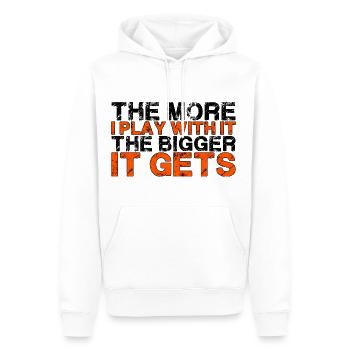 Plus je joue avec, plus il devient gros 3 - Sweat à capuche Premium bio Homme - blanc - Devant - Nico (187cm)
