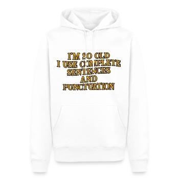 I'm So Old, I Use Complete Sentences 3 - Männer Premium Bio Hoodie - Weiß - Vorne - Nico (187cm)