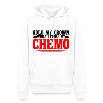 Tenez ma couronne pendant que je termine ma chimio 34 - Sweat à capuche Premium bio Homme - blanc - Devant - Nico (187cm)