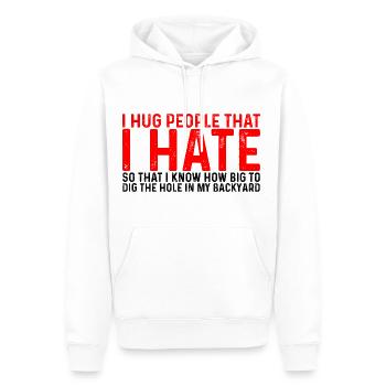 J’embrasse des gens que je déteste 4 - Sweat à capuche Premium bio Homme - blanc - Devant - Nico (187cm)
