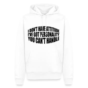 Je n’ai pas d’attitude 8 - Sweat à capuche Premium bio Homme - blanc - Devant - Nico (187cm)