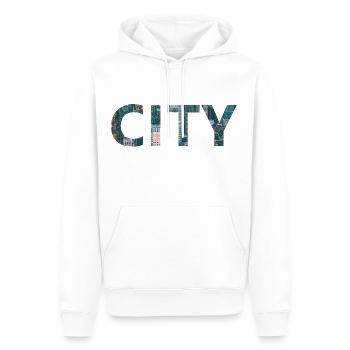 City - Männer Premium Bio Hoodie - Weiß - Vorne - Nico (187cm)