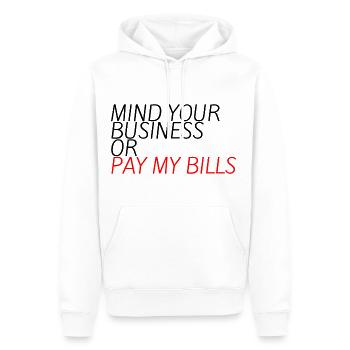 Occupez-vous de vos affaires ou payez mes factures 10 - Sweat à capuche Premium bio Homme - blanc - Devant - Nico (187cm)