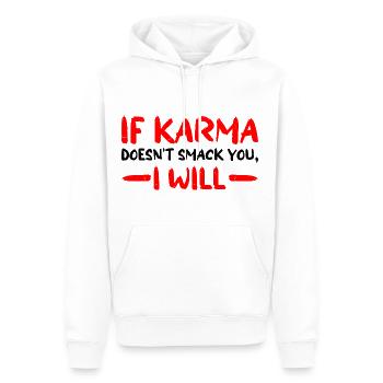 If Karma Doesn't Smack You, I Will 3 - Männer Premium Bio Hoodie - Weiß - Vorne - Nico (187cm)