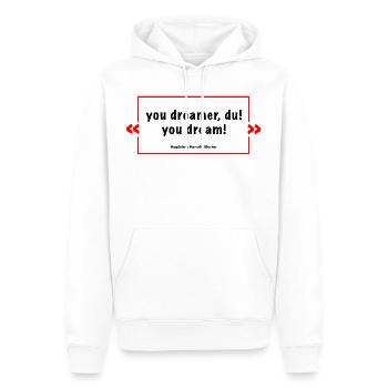 you dreamer du - culte disant MB - Sweat à capuche Premium bio Homme - blanc - Devant - Nico (187cm)