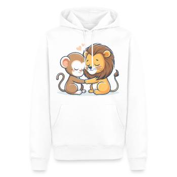 Cuddling Monkey And Lion In Love - Men’s Premium Organic Hoodie - white - Front - Nico (187cm)