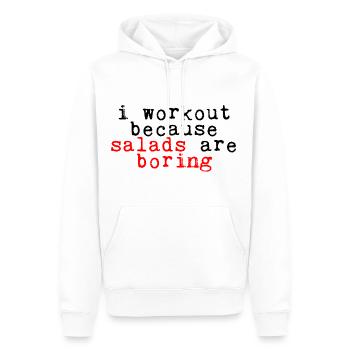 Je m’entraîne parce que les salades sont ennuyeuses 2 - Sweat à capuche Premium bio Homme - blanc - Devant - Nico (187cm)