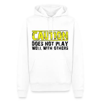 La prudence ne joue pas bien avec les autres 27 - Sweat à capuche Premium bio Homme - blanc - Devant - Nico (187cm)