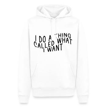 Je fais une chose qui s’appelle ce que je veux - Sweat à capuche Premium bio Homme - blanc - Devant - Nico (187cm)