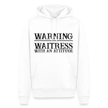 Warning Waitress With An Attitude 2 - Männer Premium Bio Hoodie - Weiß - Vorne - Nico (187cm)