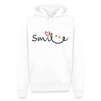 Smile smile lettering - Men’s Premium Organic Hoodie - white - Front - Nico (187cm)