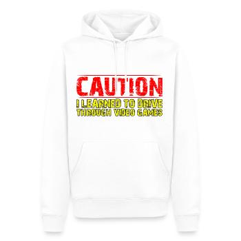 Attention J’ai appris à conduire à travers les jeux vidéo 4 - Sweat à capuche Premium bio Homme - blanc - Devant - Nico (187cm)