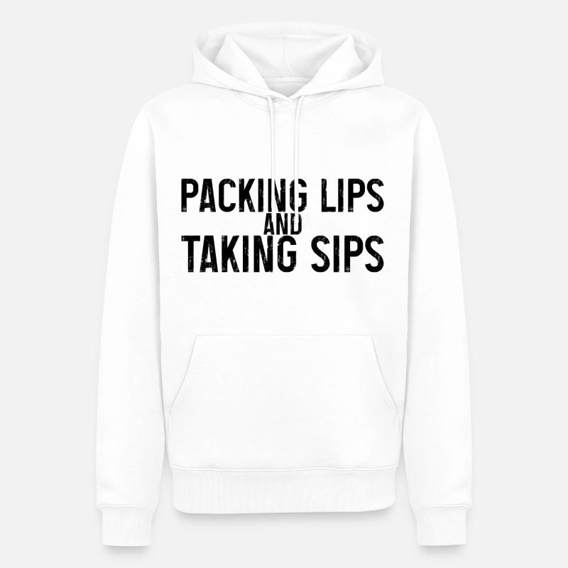Packing Lips And Taking Sips - Männer Premium Bio Hoodie - Weiß