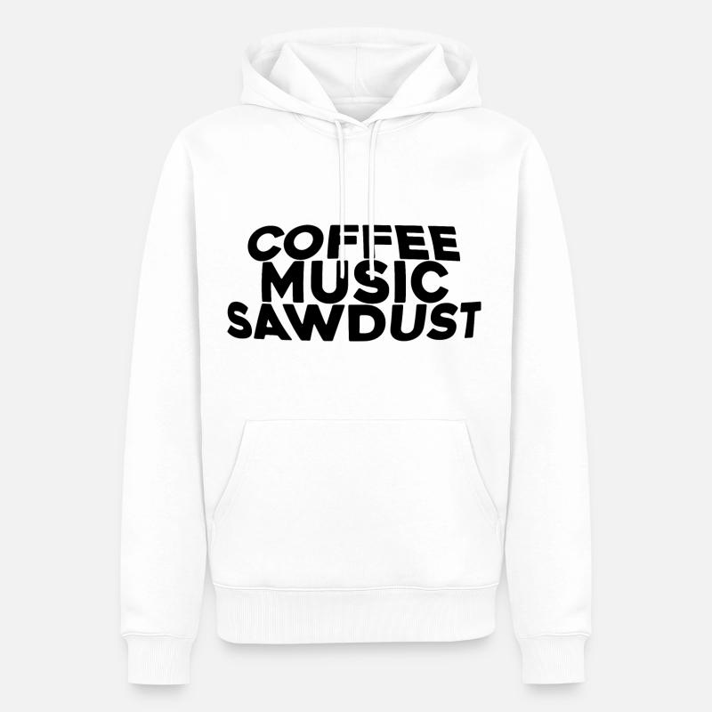 Café Musique Sciure de bois - Sweat à capuche Premium bio Homme - blanc