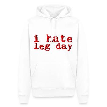 Je déteste la jambe Jour 8 - Sweat à capuche Premium bio Homme - blanc - Devant - Nico (187cm)