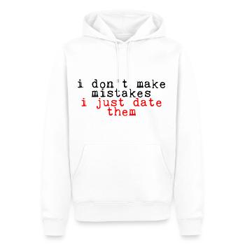 Je ne fais pas d’erreurs, je les sors juste 2 - Sweat à capuche Premium bio Homme - blanc - Devant - Nico (187cm)