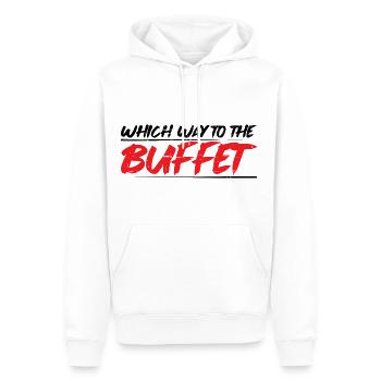 Which Way To The Buffet 14 - Männer Premium Bio Hoodie - Weiß - Vorne - Nico (187cm)