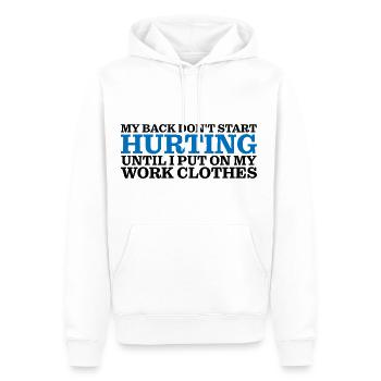 Mon dos ne commence pas à me faire mal avant le travail 4 - Sweat à capuche Premium bio Homme - blanc - Devant - Nico (187cm)