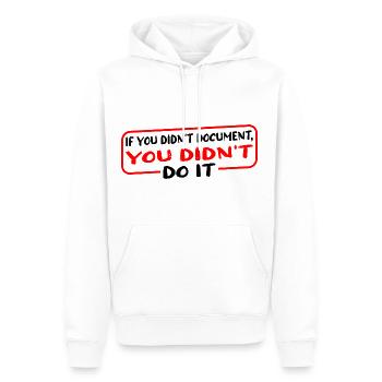 If You Didn't Document, You Didn't Do It 3 - Men’s Premium Organic Hoodie - white - Front - Nico (187cm)