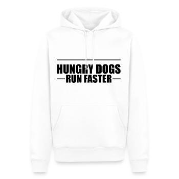 Les chiens affamés courent plus vite - Sweat à capuche Premium bio Homme - blanc - Devant - Nico (187cm)