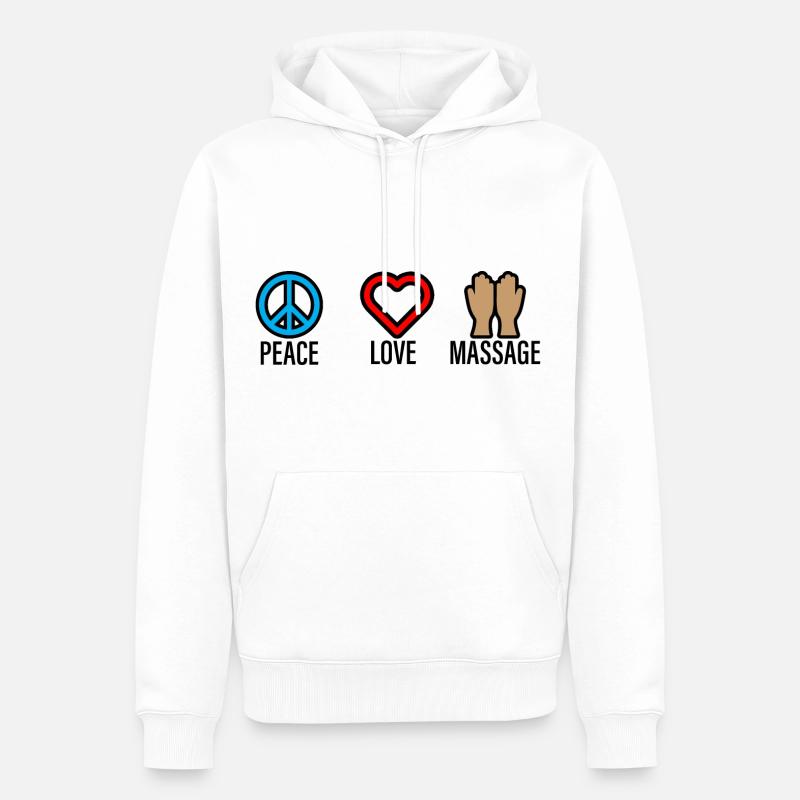 Peace Love Massage 2 - Männer Premium Bio Hoodie - Weiß