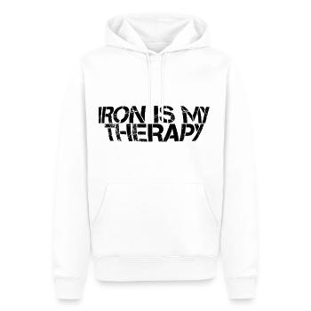 Iron Is My Therapy 3 - Men’s Premium Organic Hoodie - white - Front - Nico (187cm)