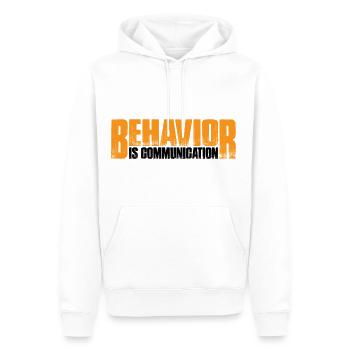 Le comportement, c’est la communication 26 - Sweat à capuche Premium bio Homme - blanc - Devant - Nico (187cm)