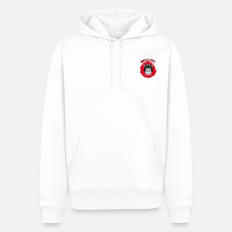 Geisha en colère - Sweat à capuche Premium bio Homme - blanc