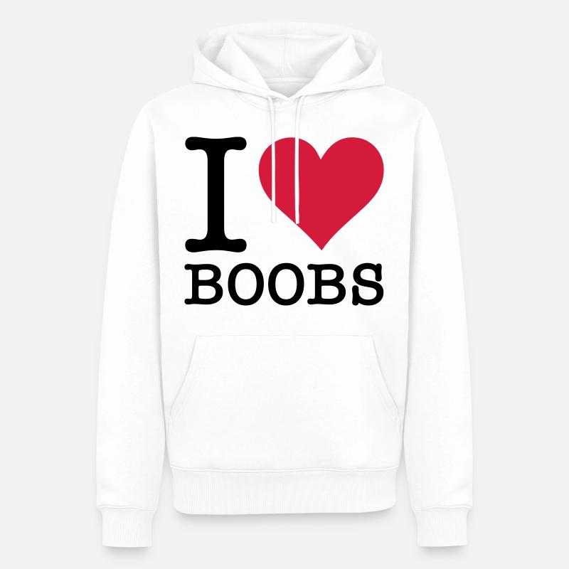 I love seins - Sweat à capuche Premium bio Homme - blanc