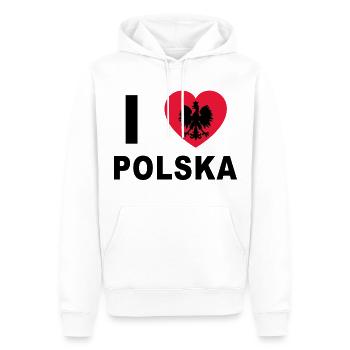 I Love Polska / I Love Poland - Männer Premium Bio Hoodie - Weiß - Vorne - Nico (187cm)