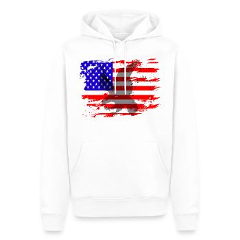 US Flagge mit Adler Greifvogel - Männer Premium Bio Hoodie - Weiß - Vorne - Nico (187cm)