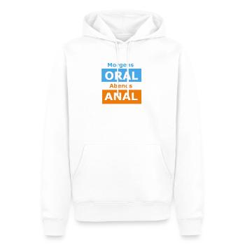 Oral vs anal - Sweat à capuche Premium bio Homme - blanc - Devant - Nico (187cm)