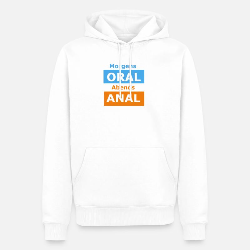 Oral vs anal - Sweat à capuche Premium bio Homme - blanc