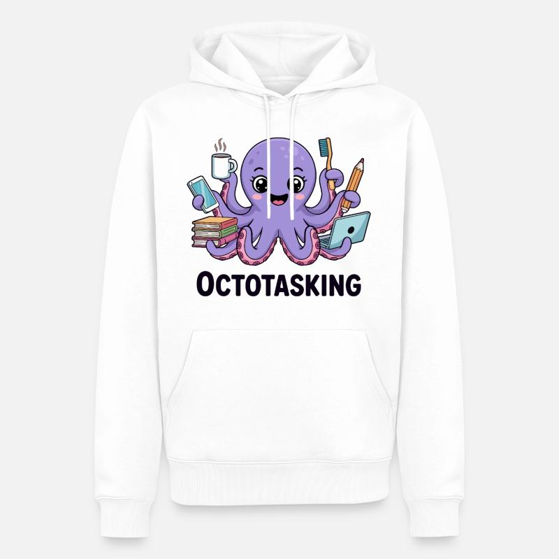 Octotasking octopus en mode multitâche - Sweat à capuche Premium bio Homme - blanc