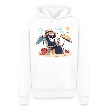 Halloween im Sommer – Sensenmann am Strand - Männer Premium Bio Hoodie - Weiß - Vorne - Nico (187cm)