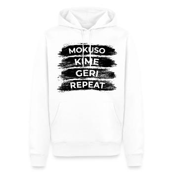 Techniques de karaté - Sweat à capuche Premium bio Homme - blanc - Devant - Nico (187cm)