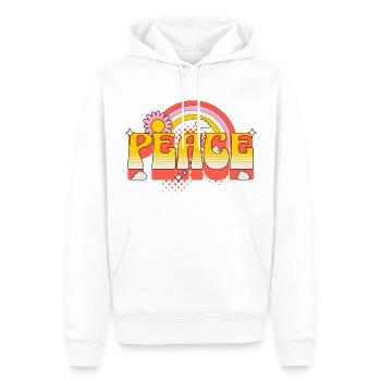 Peace Frieden Bunt Regenbogen Blume Gegen Krieg - Männer Premium Bio Hoodie - Weiß - Vorne - Nico (187cm)