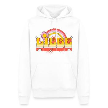 Liebe Love Schrift Blume Regenbogen Wolken Kunst - Männer Premium Bio Hoodie - Weiß - Vorne - Nico (187cm)