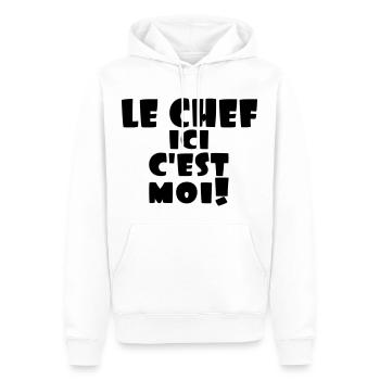 le chef ici c'est moi - Sweat à capuche Premium bio Homme - blanc - Devant - Nico (187cm)