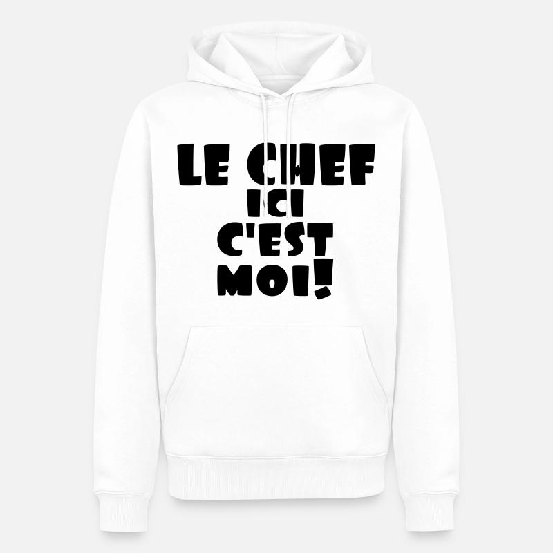 le chef ici c'est moi - Sweat à capuche Premium bio Homme - blanc