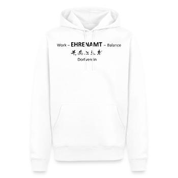 Work - EHRENAMT - Balance Dorfverein - Männer Premium Bio Hoodie - Weiß - Vorne - Nico (187cm)