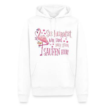 Enterrement de vie de garçon Flamingo Booze disant drôle qu’elle se marie - Sweat à capuche Premium bio Homme - blanc - Devant - Nico (187cm)
