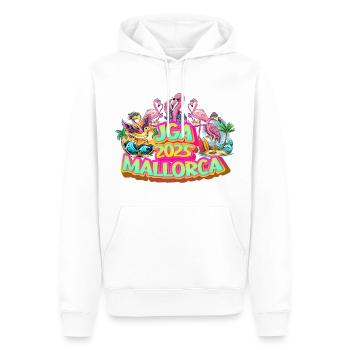 Enterrement de vie de garçon 2025 Majorque Malle Party Célébrer la bière Flamingo - Sweat à capuche Premium bio Homme - blanc - Devant - Nico (187cm)