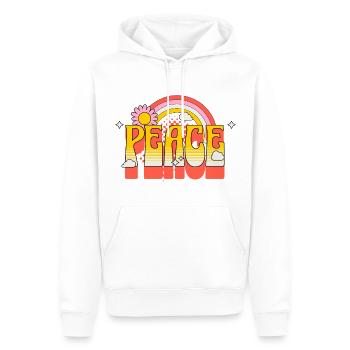Peace Frieden Bunt Regenbogen Blume Gegen Krieg - Männer Premium Bio Hoodie - Weiß - Vorne - Nico (187cm)