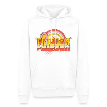 Peace Frieden Bunt Regenbogen Blume Gegen Krieg - Männer Premium Bio Hoodie - Weiß - Vorne - Nico (187cm)
