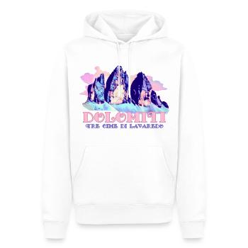 Dolomites Trois Pics Tre Cime di Lavaredo Randonnée - Sweat à capuche Premium bio Homme - blanc - Devant - Nico (187cm)